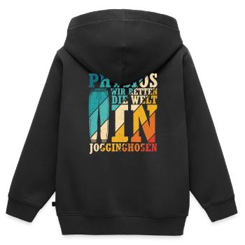 Physios Wir Retten Die Welt In Jogginghosen Therap - Kinder Premium Organic Zip Hoodie - Schwarz - Hinten - AI Model Kid Male (0cm)