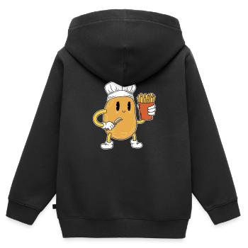 Kartoffel Koch Fast Food Imbiss Pommes Kochen - Kinder Premium Organic Zip Hoodie - Schwarz - Hinten - AI Model Kid Male (0cm)