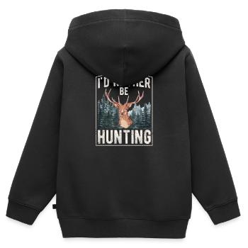 Je préfère chasser | chasser - Sweat Premium à capuche zippé enfant bio - noir - Dos - AI Model Kid Male (0cm)