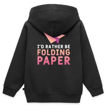 Origami Papier Flieger Papier Kunst Pilot - Kinder Premium Organic Zip Hoodie - Schwarz - Hinten - AI Model Kid Male (0cm)