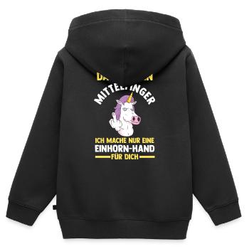 Das ist kein Mittelfinger Einhorn - Kinder Premium Organic Zip Hoodie - Schwarz - Hinten - AI Model Kid Male (0cm)