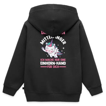 Das ist kein Mittelfinger Einhorn - Kinder Premium Organic Zip Hoodie - Schwarz - Hinten - AI Model Kid Male (0cm)