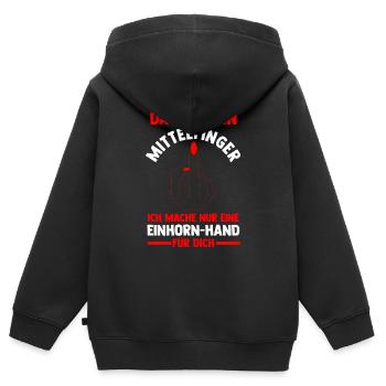 Das ist kein Mittelfinger Einhorn - Kinder Premium Organic Zip Hoodie - Schwarz - Hinten - AI Model Kid Male (0cm)