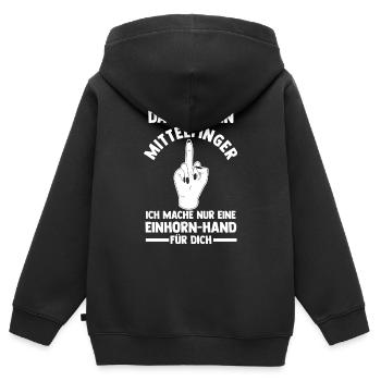 Das ist kein Mittelfinger Einhorn - Kinder Premium Organic Zip Hoodie - Schwarz - Hinten - AI Model Kid Male (0cm)