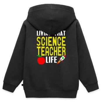 Vivre ce professeur de sciences Vie Professeur rétro - Sweat Premium à capuche zippé enfant bio - noir - Dos - AI Model Kid Male (0cm)