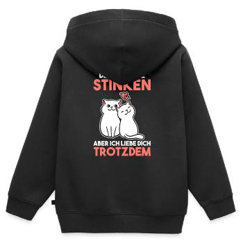 Deine Fürze stinken aber Ich liebe Dich - Kinder Premium Organic Zip Hoodie - Schwarz - Hinten - AI Model Kid Male (0cm)