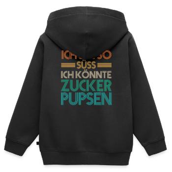 Deine Fürze stinken aber Ich liebe Dich - Kinder Premium Organic Zip Hoodie - Schwarz - Hinten - AI Model Kid Male (0cm)