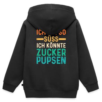 Deine Fürze stinken aber Ich liebe Dich - Kinder Premium Organic Zip Hoodie - Schwarz - Hinten - AI Model Kid Male (0cm)