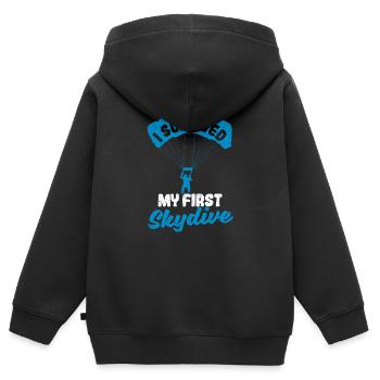 J’ai survécu à mon premier parachutisme - Sweat Premium à capuche zippé enfant bio - noir - Dos - AI Model Kid Male (0cm)
