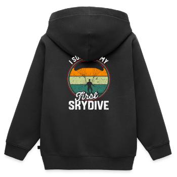 Ich habe meinen ersten Fallschirmsprung überlebt - Kinder Premium Organic Zip Hoodie - Schwarz - Hinten - AI Model Kid Male (0cm)