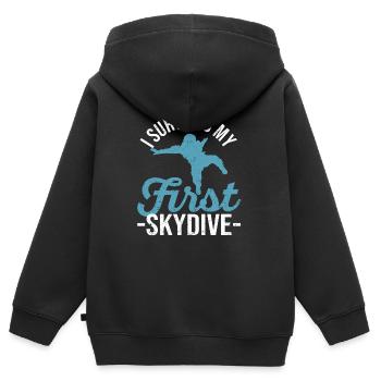Parachutiste J’ai mon premier - Sweat Premium à capuche zippé enfant bio - noir - Dos - AI Model Kid Male (0cm)