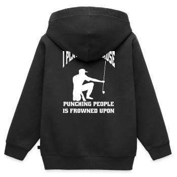 Golf Golf Club Golfer Citation Balle de Golf - Sweat Premium à capuche zippé enfant bio - noir - Dos - AI Model Kid Male (0cm)