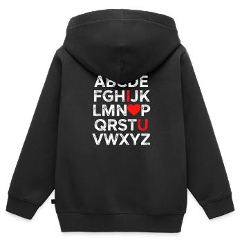 Ich liebe dich Alphabet - Kinder Premium Organic Zip Hoodie - Schwarz - Hinten - AI Model Kid Male (0cm)