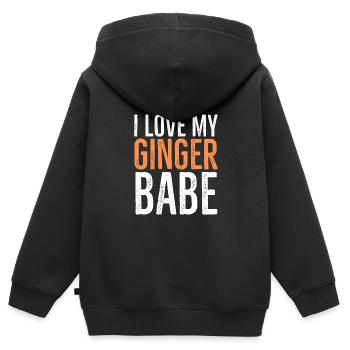 J’aime mon bébé gingembre - Sweat Premium à capuche zippé enfant bio - noir - Dos - AI Model Kid Male (0cm)