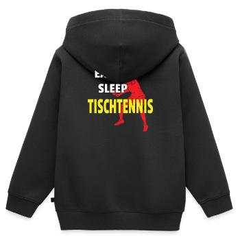 Tischtennis Zubehör Pingpong Motiv - Kinder Premium Organic Zip Hoodie - Schwarz - Hinten - AI Model Kid Male (0cm)