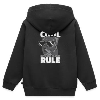 Cane Corso Hund - Kinder Premium Organic Zip Hoodie - Schwarz - Hinten - AI Model Kid Male (0cm)