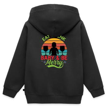 Baby Shirt - Kinder Premium Organic Zip Hoodie - Schwarz - Hinten - AI Model Kid Male (0cm)