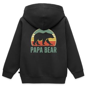 Papa Ours Papa Fier Papa Fier Papa - Sweat Premium à capuche zippé enfant bio - noir - Dos - AI Model Kid Male (0cm)