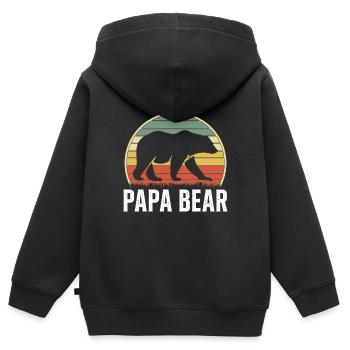 Papa Ours Papa Fier Papa Fier Papa - Sweat Premium à capuche zippé enfant bio - noir - Dos - AI Model Kid Male (0cm)