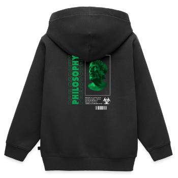 Philiosophy Streetwear - Kinder Premium Organic Zip Hoodie - Schwarz - Hinten - AI Model Kid Male (0cm)