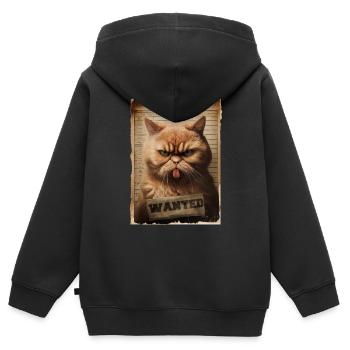 Cat wanted - Sweat Premium à capuche zippé enfant bio - noir - Dos - AI Model Kid Male (0cm)