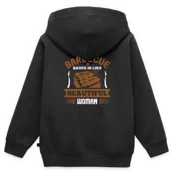 BARBECUE-SAUCE IST WIE EINE SCHÖNE FRAU - Kinder Premium Organic Zip Hoodie - Schwarz - Hinten - AI Model Kid Male (0cm)
