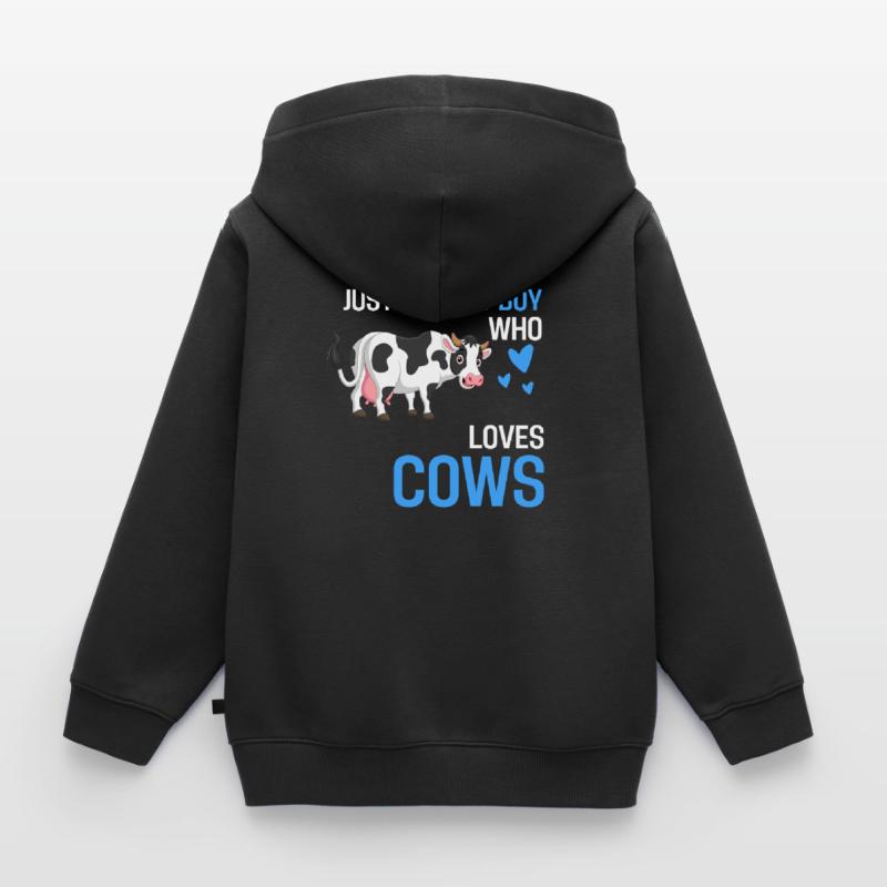 Nur ein verrückter Junge Bauer Tier Geschenk Kuh Kinder Premium Organic Zip Hoodie