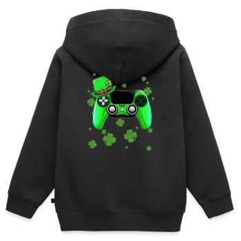 Spielkonsole St. Patricks Day Gamer - Kinder Premium Organic Zip Hoodie - Schwarz - Hinten - AI Model Kid Male (0cm)