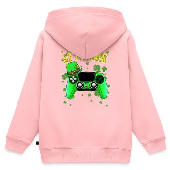 St Patricks Day Lucky Gamer Green Gaming Controlle - Kids Premium Organic Zip-up Hoodie - rose - Back - AI Model Kid Female (0cm)