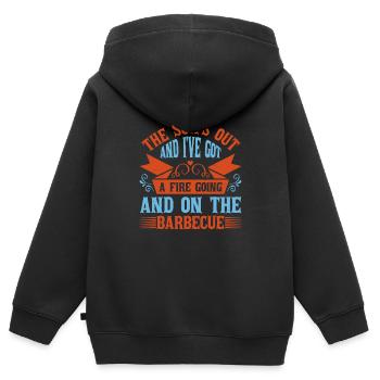 LE SOLEIL EST AU RENDEZ-VOUS ET J’AI UN FEU ALLUMÉ ET ENCORE - Sweat Premium à capuche zippé enfant bio - noir - Dos - AI Model Kid Male (0cm)