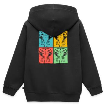 Elefant Pop Art Tier - Kinder Premium Organic Zip Hoodie - Schwarz - Hinten - AI Model Kid Male (0cm)