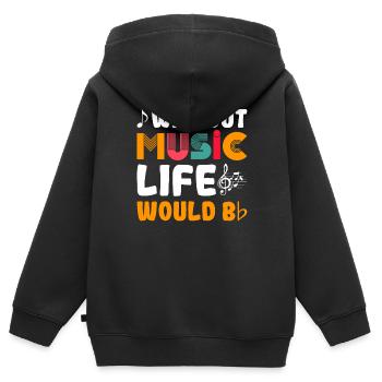 Without Music Life Would Be Design - Sweat Premium à capuche zippé enfant bio - noir - Dos - AI Model Kid Male (0cm)