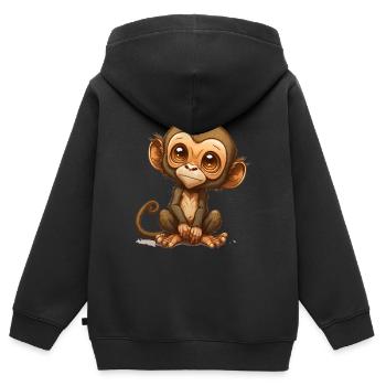 cute monkey - Kids Premium Organic Zip-up Hoodie - black - Back - AI Model Kid Male (0cm)
