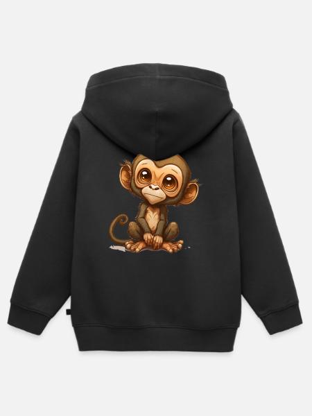 cute monkey - Kids Premium Organic Zip-up Hoodie - black