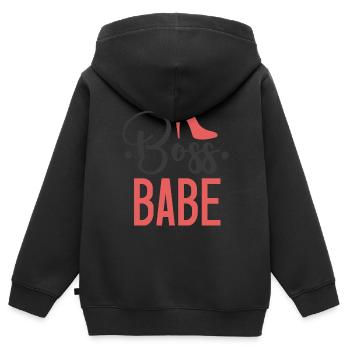 Boss babe - Sweat Premium à capuche zippé enfant bio - noir - Dos - AI Model Kid Male (0cm)