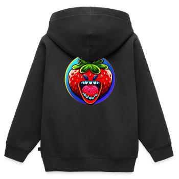 Erdbeeren machen glücklich und sind lecker - Kinder Premium Organic Zip Hoodie - Schwarz - Hinten - AI Model Kid Male (0cm)