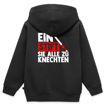 Ein Stift Sie Alle Zu Knechten - Abschiedgeschenk - Kinder Premium Organic Zip Hoodie - Schwarz - Hinten - AI Model Kid Male (0cm)