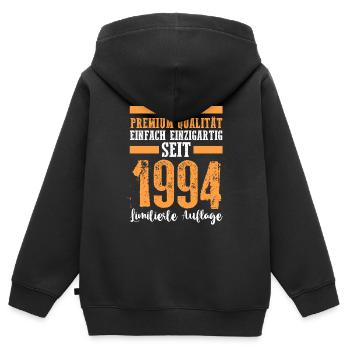 Jahrgang 1994 29 Jahre Geburtstag - Kinder Premium Organic Zip Hoodie - Schwarz - Hinten - AI Model Kid Male (0cm)