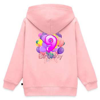 Kinder Geburtstagsnummer Alter 9. Jahr 9 Glückszahl - Kinder Premium Organic Zip Hoodie - Rosa - Hinten - AI Model Kid Female (0cm)