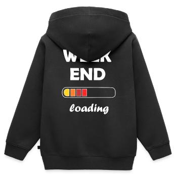 weekend loading / Warten auf das Wochenende - Kinder Premium Organic Zip Hoodie - Schwarz - Hinten - AI Model Kid Male (0cm)