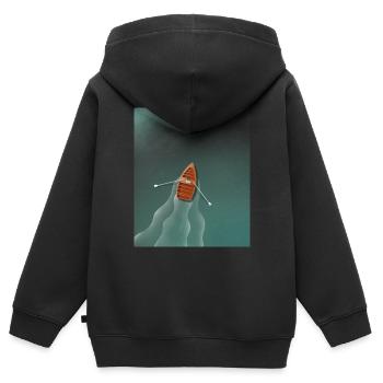 Ruderboot auf dem See - Kinder Premium Organic Zip Hoodie - Schwarz - Hinten - AI Model Kid Male (0cm)