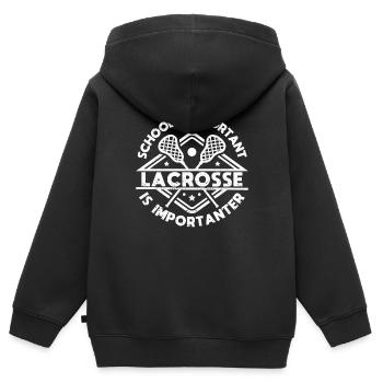 L’école est importante, mais la crosse est toujours importante - Sweat Premium à capuche zippé enfant bio - noir - Dos - AI Model Kid Male (0cm)