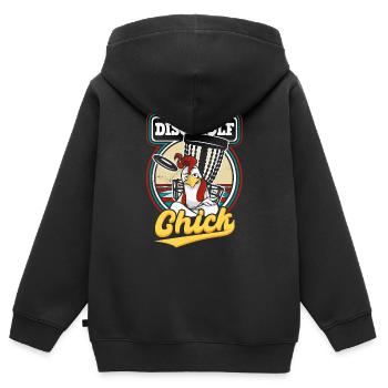 Disc Golf Chick - Sweat Premium à capuche zippé enfant bio - noir - Dos - AI Model Kid Male (0cm)