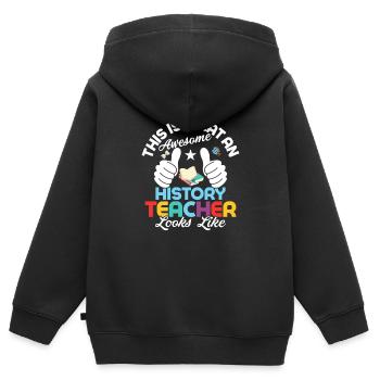 Awesome History Teacher Looks Like Education Prof - Kinder Premium Organic Zip Hoodie - Schwarz - Hinten - AI Model Kid Male (0cm)