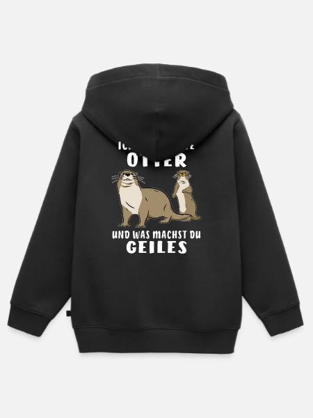 BEOBACHTE OTTER - Kinder Premium Organic Zip Hoodie - Schwarz