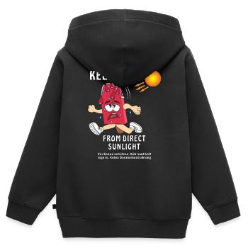 SONNENSCHUTZ EISCREME - Kinder Premium Organic Zip Hoodie - Schwarz - Hinten - AI Model Kid Male (0cm)