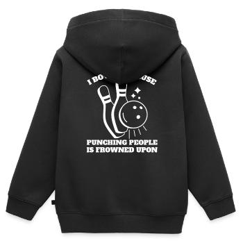 Bowling Bowling Bowling Club Bowling Club - Sweat Premium à capuche zippé enfant bio - noir - Dos - AI Model Kid Male (0cm)