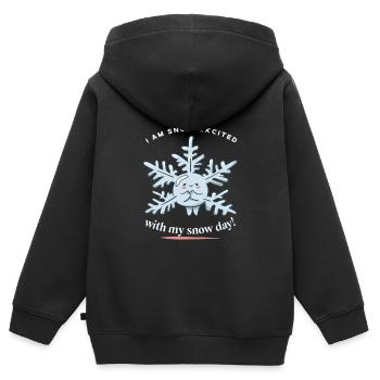 Je suis excité par ma journée de neige! Neige Hiver - Sweat Premium à capuche zippé enfant bio - noir - Dos - AI Model Kid Male (0cm)