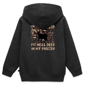 Fit'Ness Hirsch in meinem Gefrierschrank in die Fitness - Kinder Premium Organic Zip Hoodie - Schwarz - Hinten - AI Model Kid Male (0cm)