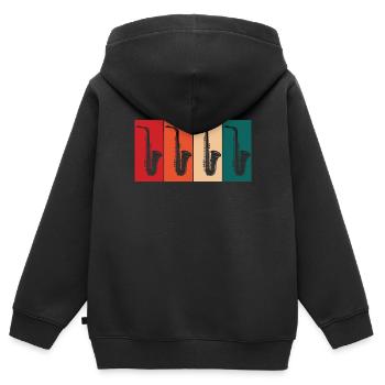 Retro Saxophone For Jazz Musician - Kinder Premium Organic Zip Hoodie - Schwarz - Hinten - AI Model Kid Male (0cm)
